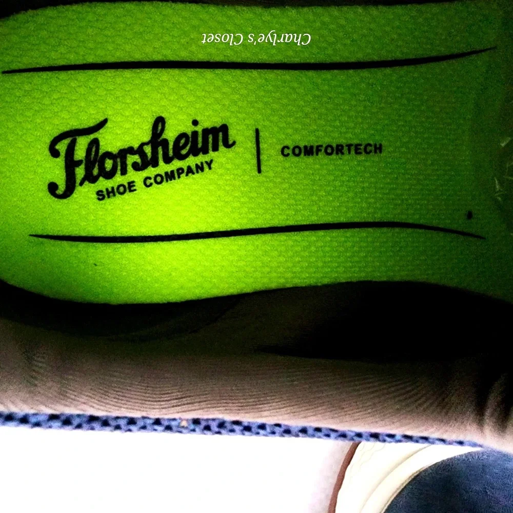 Florsheim Satellite Jr Knit Navy Slip-On Faux Lace Sneaker Kids 5.5M Casual Prep